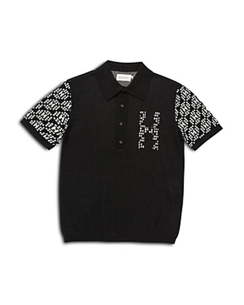 Knit H Pattern Short Sleeve Polo Shirt