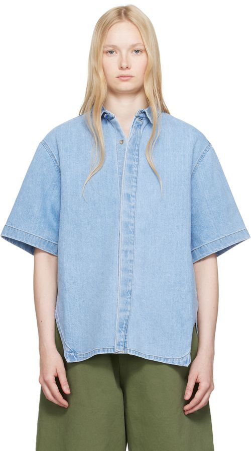ブルー Product. 57 五分袖 デニムシャツ