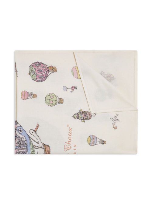 Embroidered-motif blanket - Neutrals