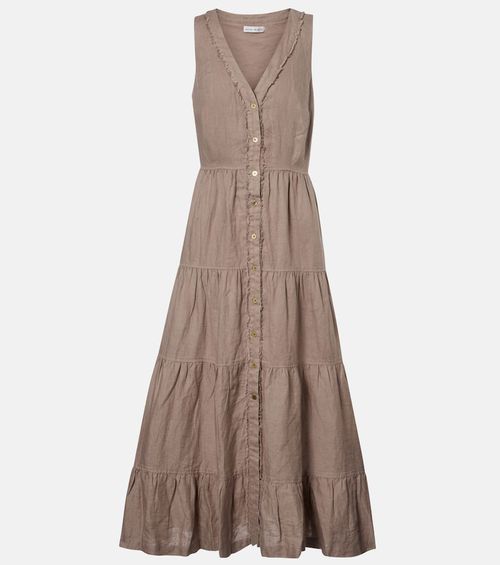 Zakynthos tiered linen midi dress