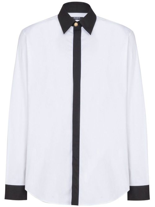 Two-tone poplin shirt - White