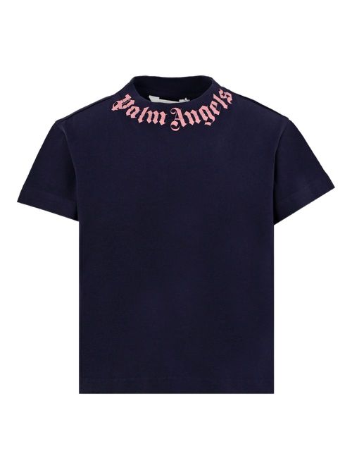 Logo-neck T-shirt - Blue