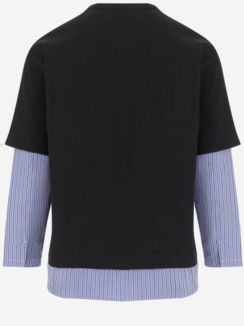 Cotton Layered-Stripe T-Shirt — Black