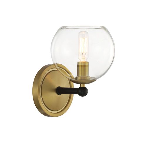 Coal And Soft Brass Bathroom Vanity Light from the Kearney Park Collection