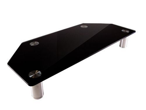 Workstream by Corner Multimedia Desktop Monitor Stand, Black Glass