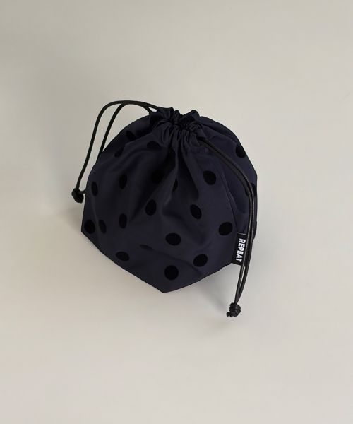 Dot Navy String Pouch