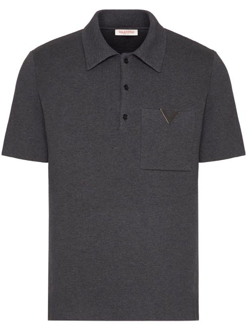 Logo-plaque mélange-effect polo shirt - Grey