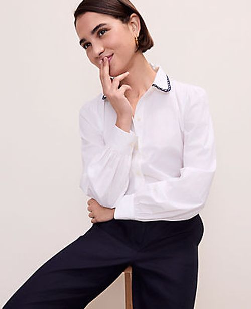 Ann Taylor Scalloped Trim Shirt
