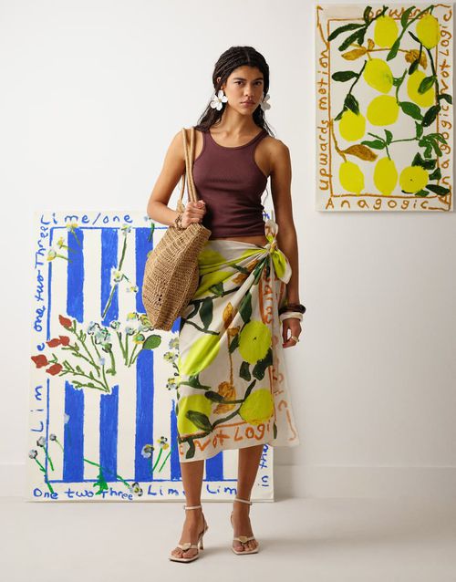 Topshop Lisbon lemon sarong in multi