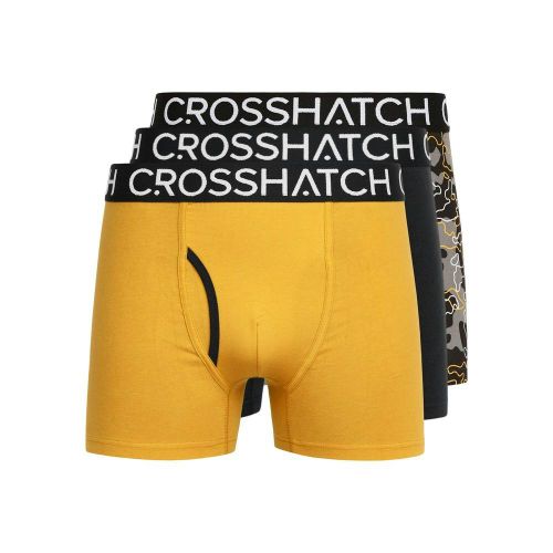 Crosshatch Mens ynol Boxer Shorts Pack - Yellow - - Yellow - 95% Cotton/5% Elastane