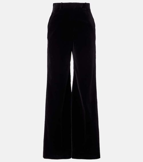 High-rise cotton velvet wide-leg pants