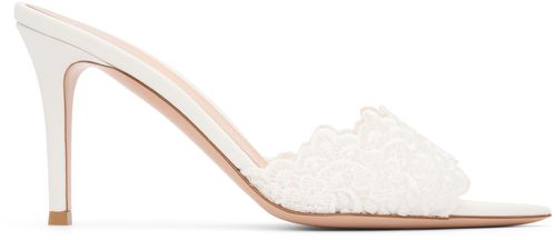 White Yvonne Mule Heeled Sandals