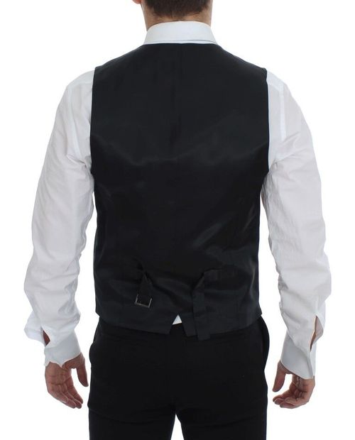 Gray Striped Wool Vest — Gray