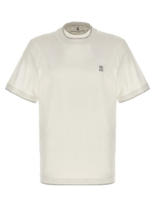 -Double Layer T Shirt Bianco-Uomo
