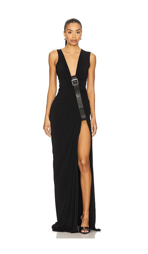 Sid Neigum Gathered Belt Dress in Black - Black. S also in