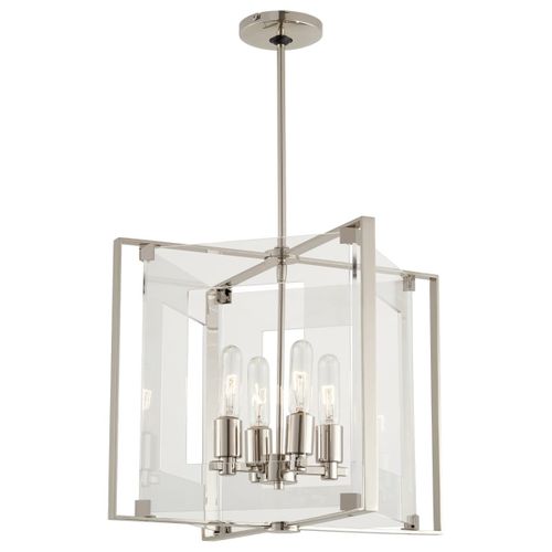 George Kovacs Crystal Clear 4-Light 15" Pendant Light in Polished Nicke