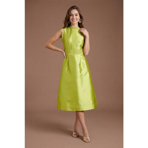 Coast Women's Twill Lace Dress in Chartreuse