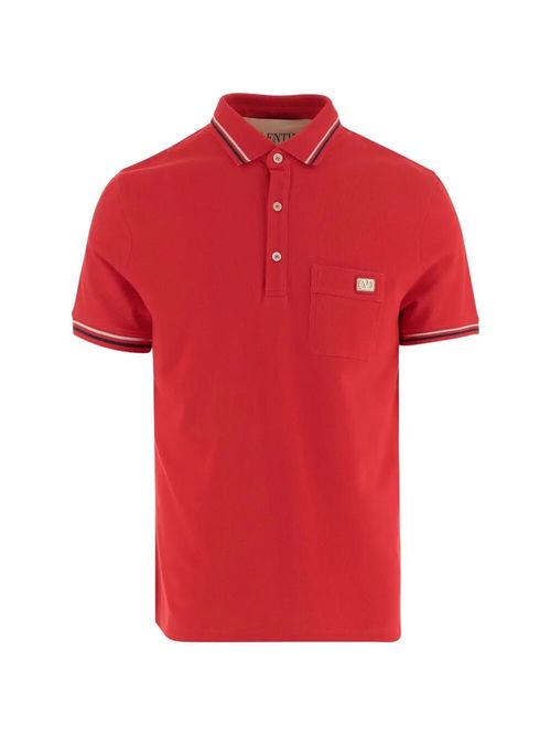 Cotton Pique Polo Shirt With Vlogo Patch