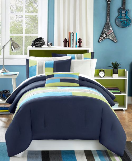 Pipeline Reversible 4-Pc. Comforter Set, Full/Queen - Navy