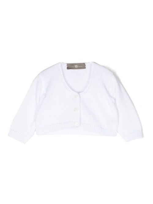 V-neck cotton cardigan - White