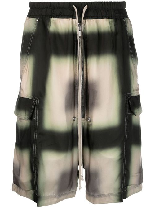 Graphic-print drop-crotch shorts - Black