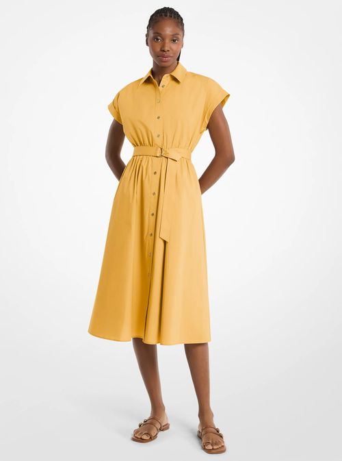 Cotton Poplin Midi Dress in Yellow - size XS