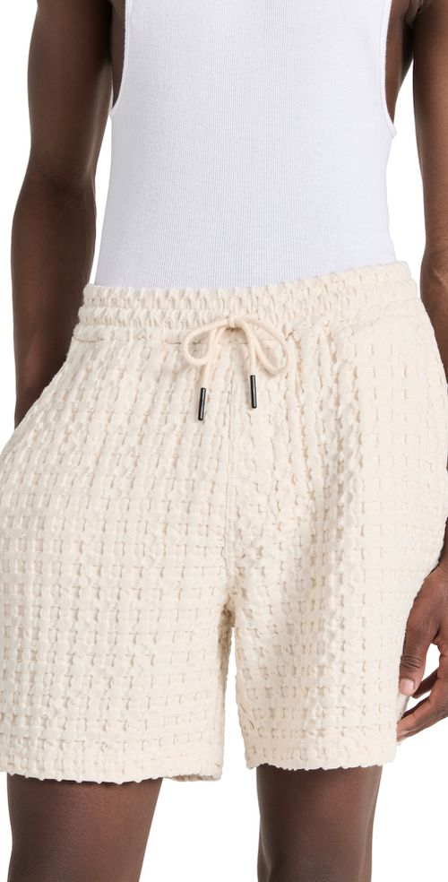 Namacheko | pleated double-waistband shorts - ブラック | Realry