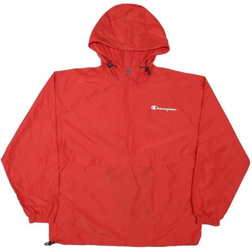 CHAMPION Mens Red Nylon Hooded Zip Jacket L Lightweight Sportswear