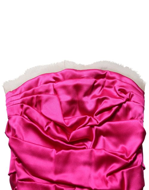 Ruched Satin Gown — Pink