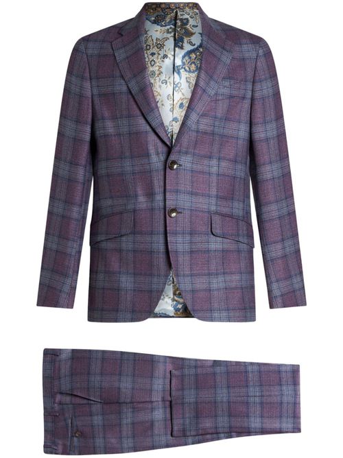 Plaid wool two-piece suit - Purple