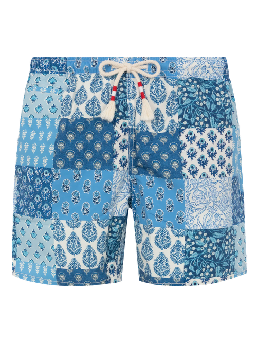 Mid-Length Swim-Shorts Caprese With Floral Patch Print Sky Swimshort - Men