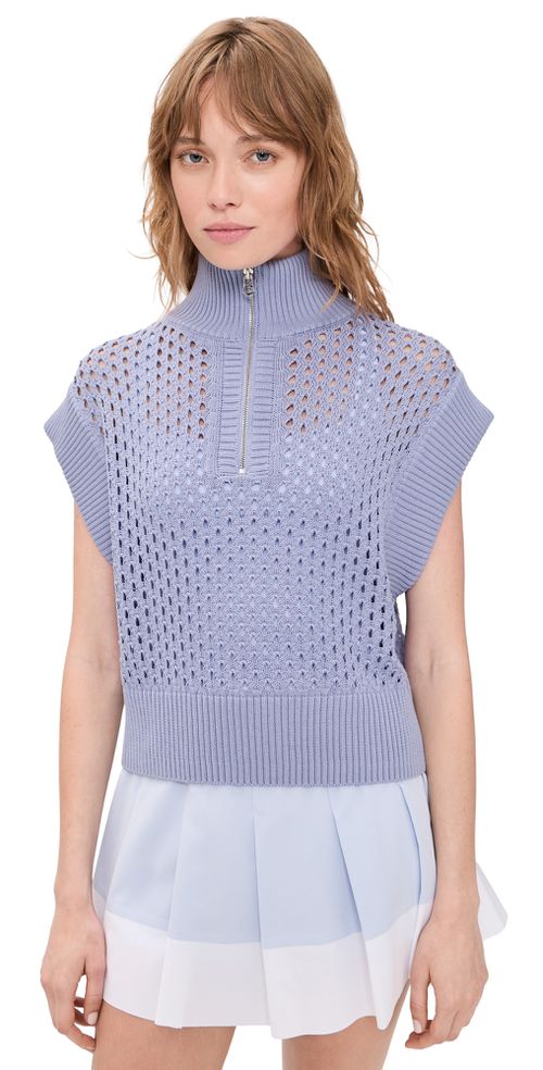 Gaines Half Zip Knit Top Thistle Down