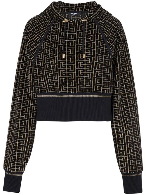 Monogram cotton-blend hoodie - Black