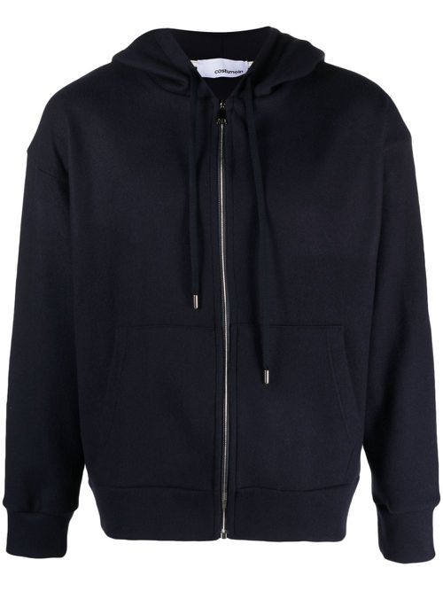 Long-sleeve zip-up jersey hoodie - Blue