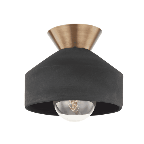 Patina Brass One Light Flush Mount from the Covina Collection