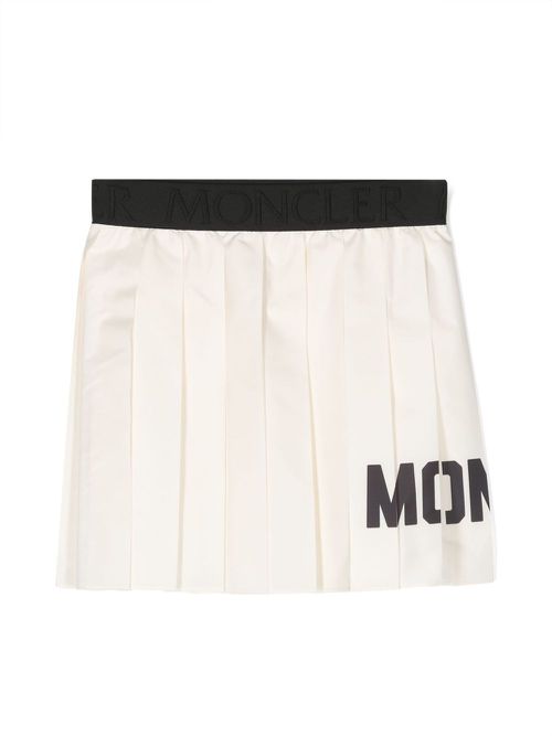 Logo print pleated mini skirt - Neutrals