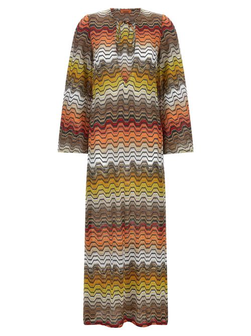 Raschel Wave Knit Dress — Multicolor