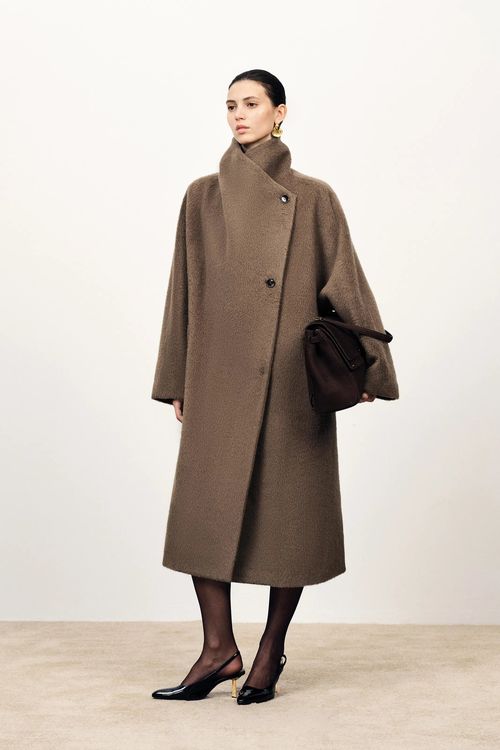Lumi Mocha Wrap Coat in Alpaca Wool Blend