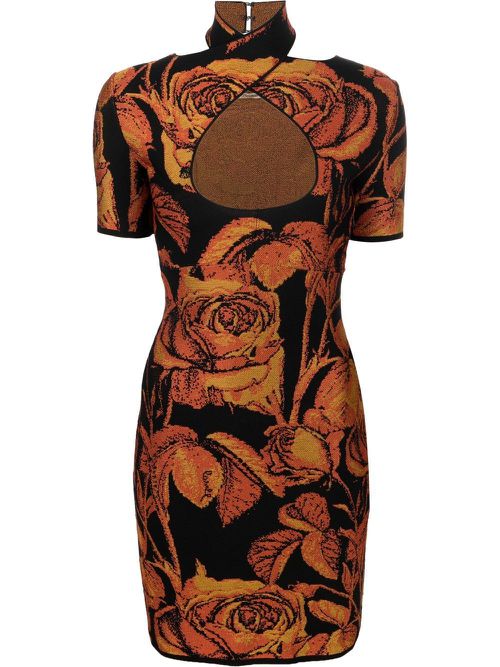 Floral jacquard mini dress - Black
