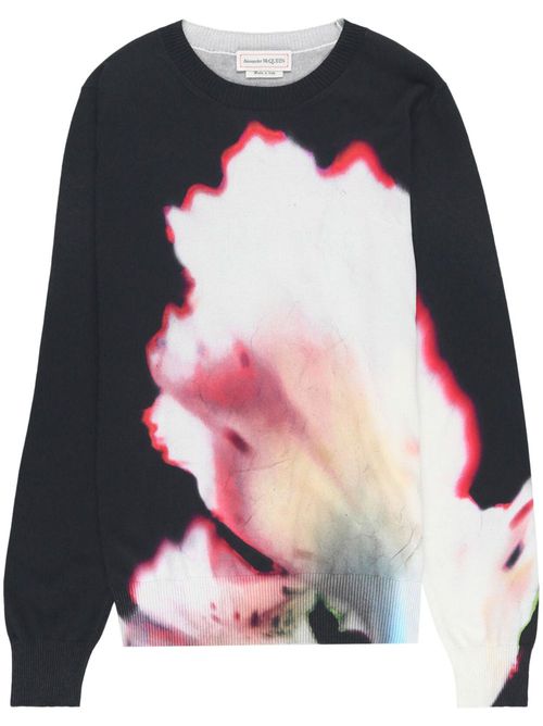 Solarised Flower-print cotton sweatshirt - Black