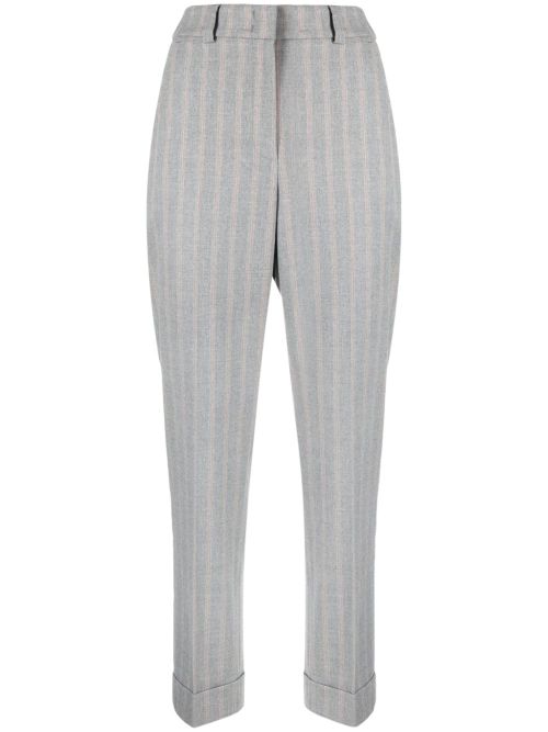 Striped tapered-leg cropped trousers - Grey