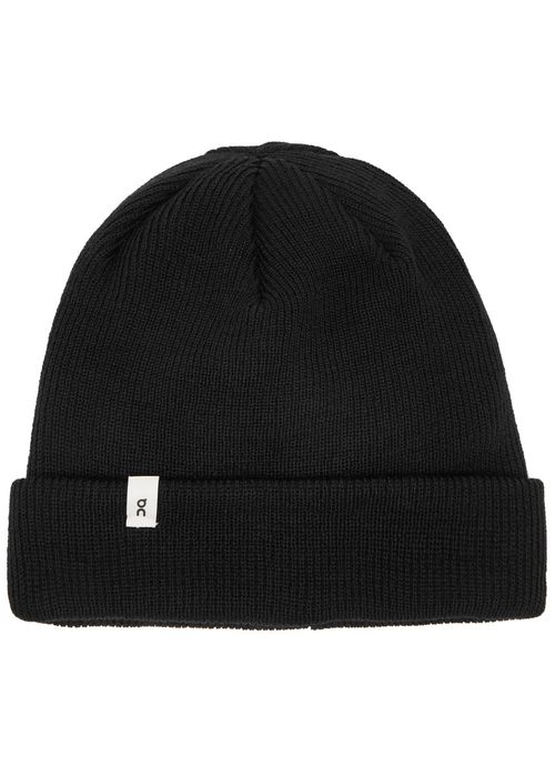 ON 남성 Logo Ribbed Wool Beanie - Black 4471422