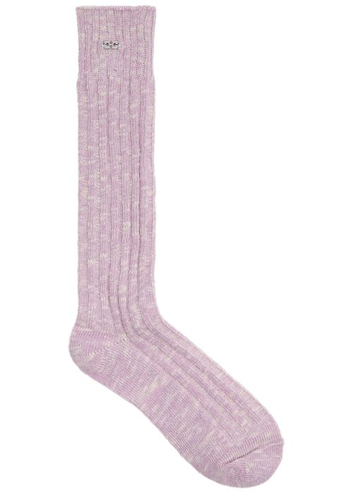 Ganni Logo Metallic Cotton-blend Socks