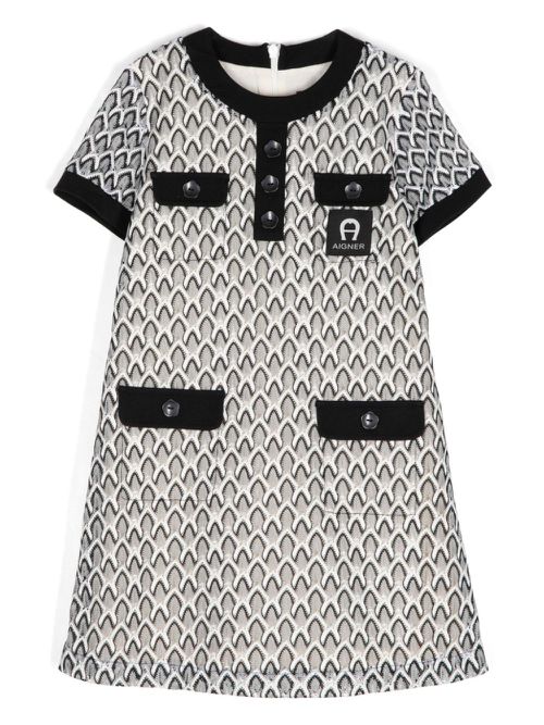 Logo-print woven dress - Black