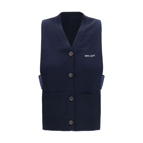 Cashmere Logo Vest — Navy