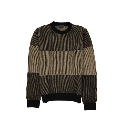 Ribbed Wool Color-Block Sweater — Black