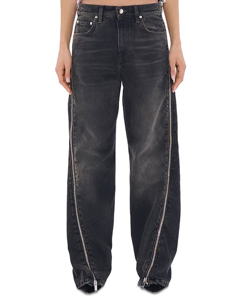 Bonnie High Rise Zip Trim Straight Leg Jeans in Vintage