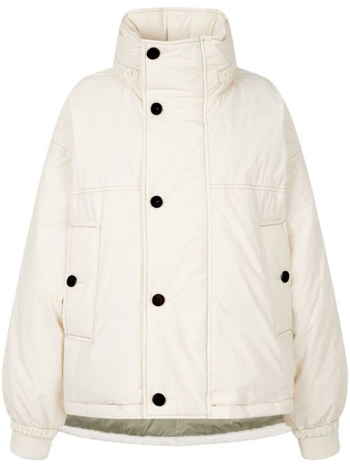 Detachable-hood down jacket - White