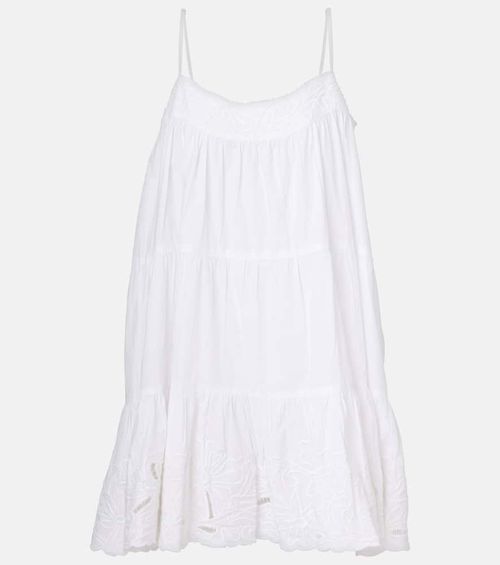 Embroidered cotton poplin slip dress