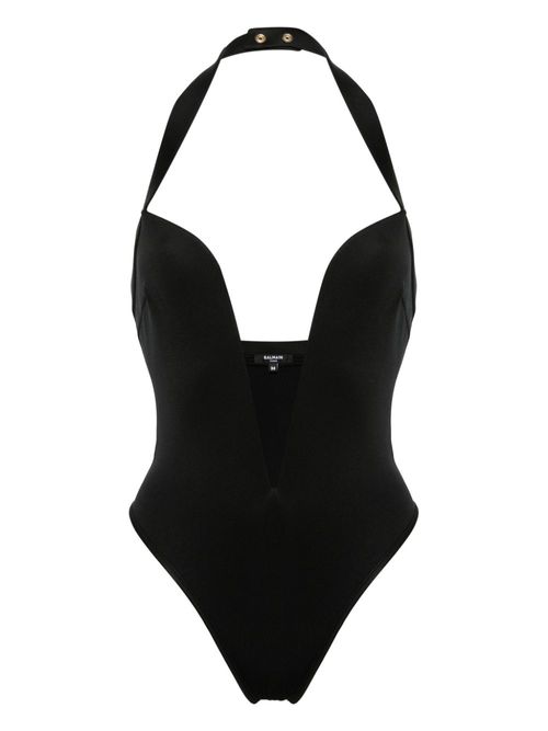 Plunging halterneck swimsuit - Black